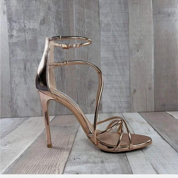 Steve Madden Rose Gold Strappy Heels - Picture 4 of 10